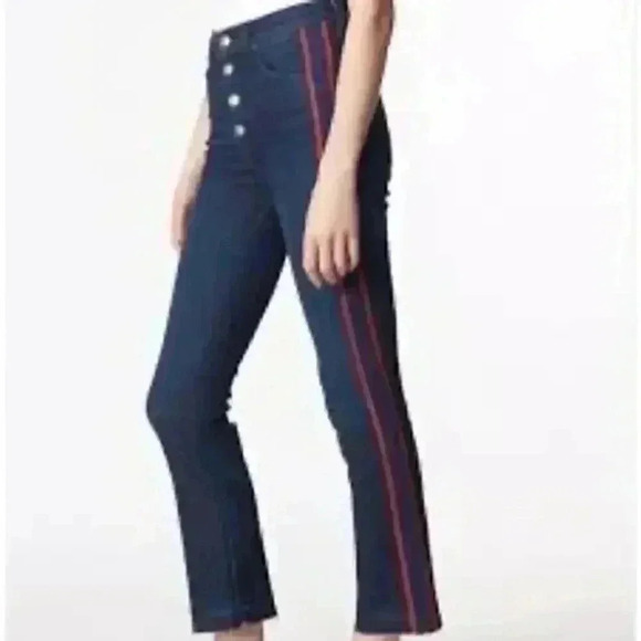 Veronica Beard Jeans Women’s 27x26 Carolyn 10" Baby Boot Red Side Stripes - Picture 2 of 10